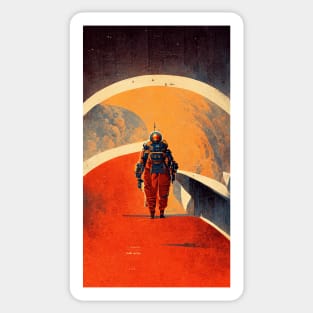 Space Walk Retro Vintage Sci fi Design Sticker